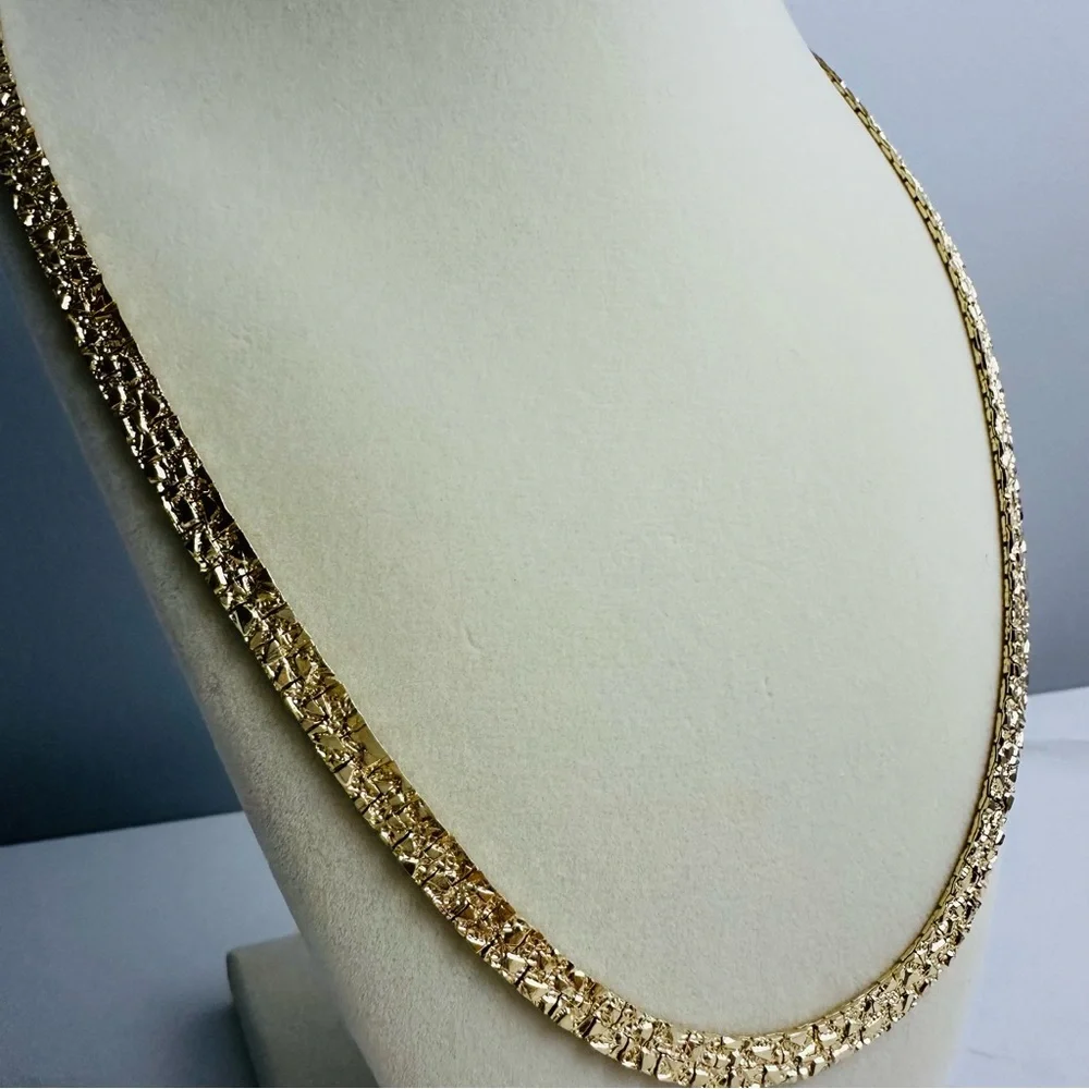 Golden Nugget Style Vintage 24” Gold Plated Necklace - Picture 4 of 13
